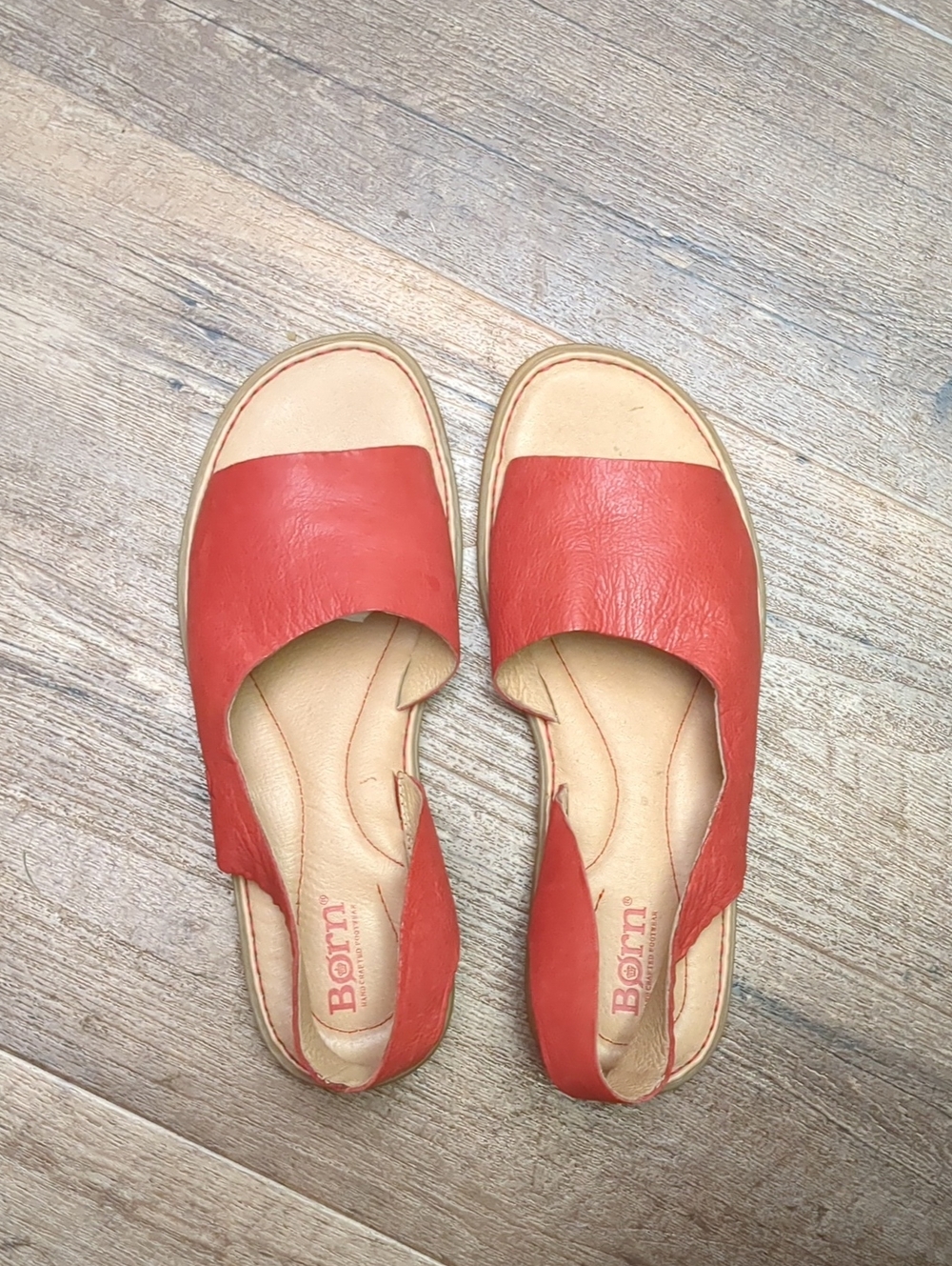 Born Size 7 Red Leather Sandals